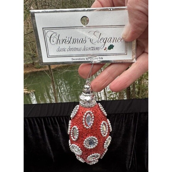 Everything Christmas, Decorations by Country Silk Red & Silver Lot Of 12 New! - Picture 7 of 12